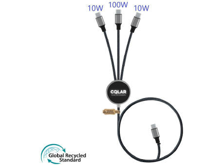 RPET LOGO-light Ladekabel USB C 100 Watt 1,2 m