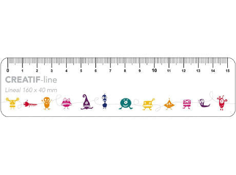 Creatif-Lineal 160 x 40 mm 1-seitig bedruckt. 0,4 mm dick