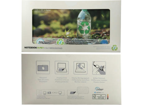 Notebook RPET 4 in 1  Mikrofaser Mousepad,  290 x 150 x 1 mm