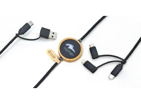 RPET 5 in 1 Ladekabel Bambus