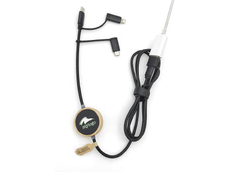RPET 5 in 1 Ladekabel Bambus