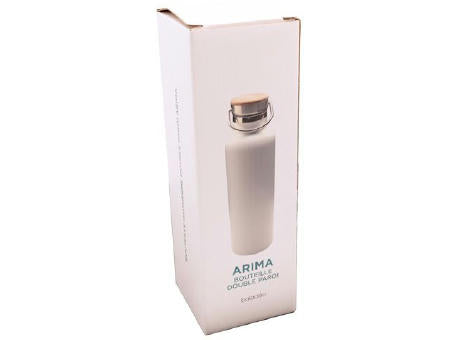 Doppelwandige Flasche 'Arima', weiß, Bambusdeckel, 750 ml