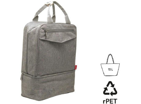 Isothermer Rucksack 'Yari', aus RPET, grau meliert