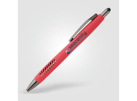 Avalon Kugelschreiber mit Stylus in Steinoptik aus recyceltem Kunststoff