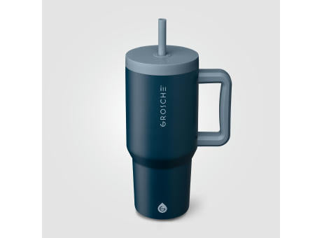 Grosche Aspen Edelstahl-Becher mit dreifacher Isolierung und Trinkhalm - 945 ml