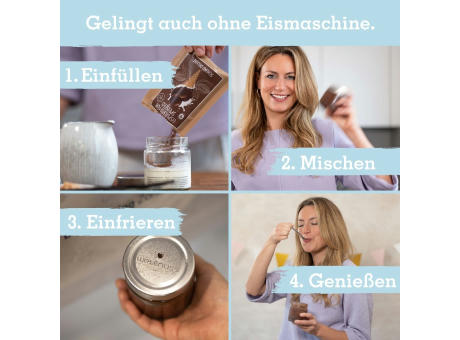 Portionsbeutel Eispulver in der Klappkarte