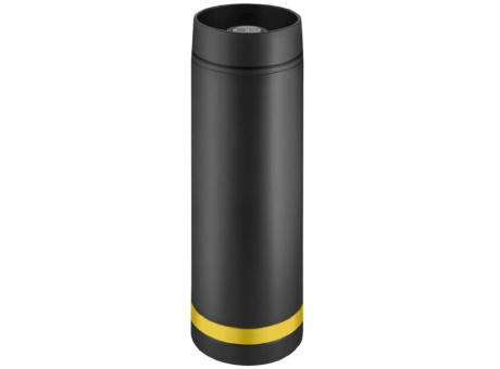 Metmaxx® Thermobecher "Crema" 360°  schwarz/Ring gelb