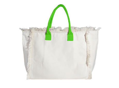 Organic Fairtrade Strandtasche Lola mit farbigen Henkeln nature