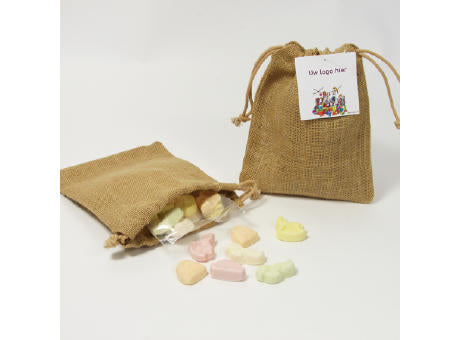 Jutebeutel mit Kordelzug und Nikolaus-Schaum