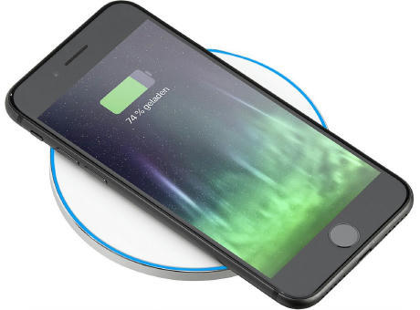 Wireless Charger 15 Watt mit eloxierter Aluminiumschale und leuchtendem Rand