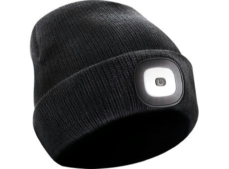 Beanie-Strickmütze mit herausnehmbarem LED-Licht und Stirnband
