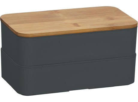 Doppel-Lunchbox mit Bambus-Schneidebrett und Besteck