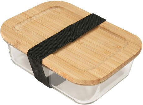 Hitzebeständige Glas-Lunchbox mit Bambusdeckel, Dichtung und 640 ml Volumen