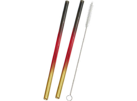 Strohhalm-Set aus 2 farbigen Glas-Trinkhalmen mit Reinigungsbürste