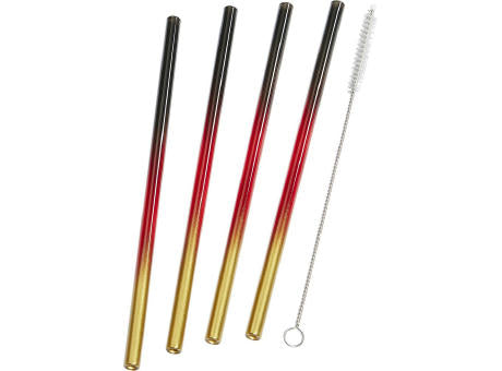 Set aus 4 farbigen Glas-Trinkhalmen mit Reinigungsbürste