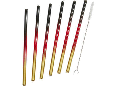 Set aus 6 farbigen Glas-Trinkhalmen mit Reinigungsbürste