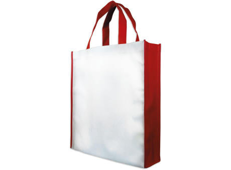 Shopperbag "PP Non Woven" weiß/rot, 2 kurze Henkel