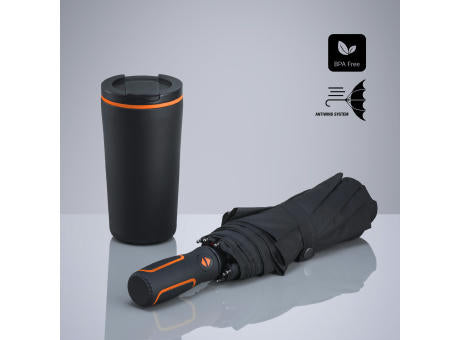 Travel Set: Thermobecher 370 ml & Automatikschirm