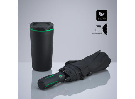 Travel Set: Thermobecher 370 ml & Automatikschirm