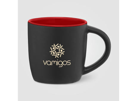 Zanzibar - 355 ml Keramiktasse - Mattschwarz mit Farbeffekt im Innenraum