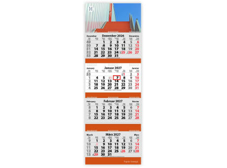 4-Monats Faltkalender "Quatrus-Deluxe Ring-Wire"