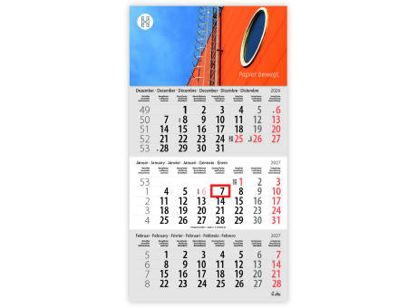 3-Monats DIN A3 Kalender "Trinus Euro"