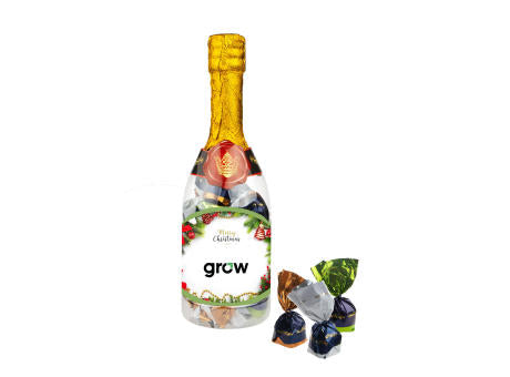 Champagnerflasche mit Schokoladen Pralinen