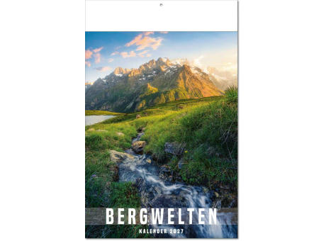 Kalender "Bergwelten" im Format 24 x 37,5 cm, mit Fälzel