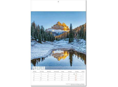 Kalender "Bergwelten" im Format 24 x 37,5 cm, mit Fälzel
