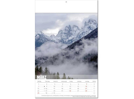 Kalender "Bergwelten" im Format 24 x 37,5 cm, mit Fälzel