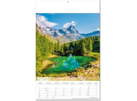 Kalender "Bergwelten" im Format 24 x 37,5 cm, mit Fälzel