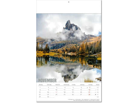 Kalender "Bergwelten" im Format 24 x 37,5 cm, mit Fälzel
