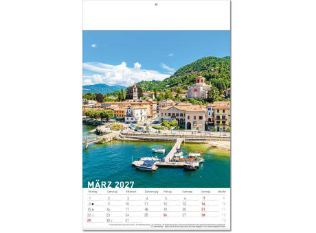 Kalender "Reiseziele" im Format 24 x 37,5 cm, mit Fälzel
