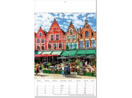 Kalender "Reiseziele" im Format 24 x 37,5 cm, mit Fälzel