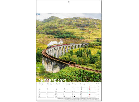 Kalender "Reiseziele" im Format 24 x 37,5 cm, mit Fälzel