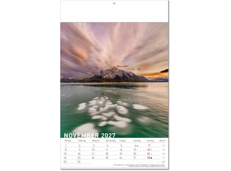 Kalender "Reiseziele" im Format 24 x 37,5 cm, mit Fälzel