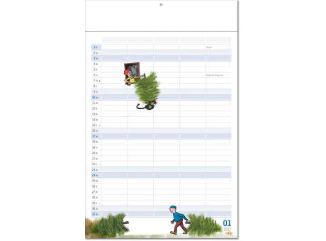 Kalender "Familienplaner" im Format 24 x 37,5 cm, mit Fälzel