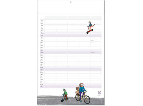 Kalender "Familienplaner" im Format 24 x 37,5 cm, mit Fälzel