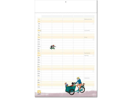 Kalender "Familienplaner" im Format 24 x 37,5 cm, mit Fälzel