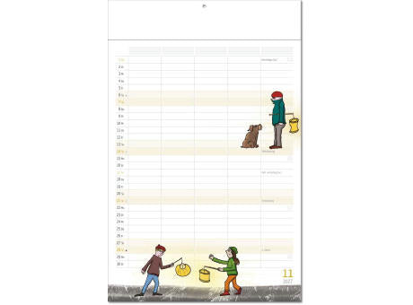 Kalender "Familienplaner" im Format 24 x 37,5 cm, mit Fälzel