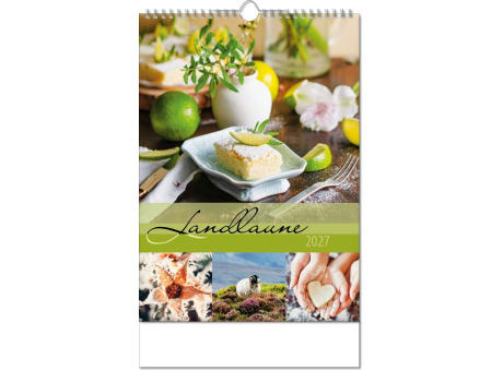 Kalender "Landlaune" im Format 24 x 38,5 cm, mit Wire-O Bindung und verlängerter Rückwand