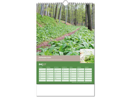 Kalender "Landlaune" im Format 24 x 38,5 cm, mit Wire-O Bindung und verlängerter Rückwand