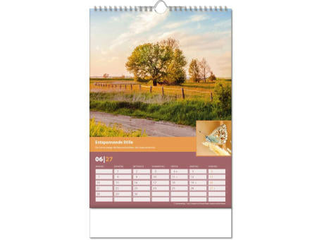 Kalender "Landlaune" im Format 24 x 38,5 cm, mit Wire-O Bindung und verlängerter Rückwand