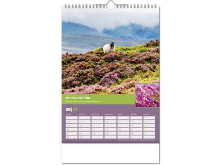 Kalender "Landlaune" im Format 24 x 38,5 cm, mit Wire-O Bindung und verlängerter Rückwand