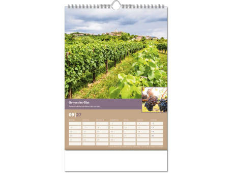 Kalender "Landlaune" im Format 24 x 38,5 cm, mit Wire-O Bindung und verlängerter Rückwand