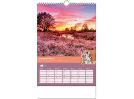 Kalender "Landlaune" im Format 24 x 38,5 cm, mit Wire-O Bindung und verlängerter Rückwand