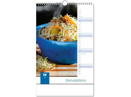 Kalender "Aromaküche" im Format 24 x 38,5 cm, mit Wire-O Bindung und verlängerter Rückwand