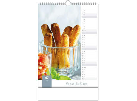 Kalender "Aromaküche" im Format 24 x 38,5 cm, mit Wire-O Bindung und verlängerter Rückwand