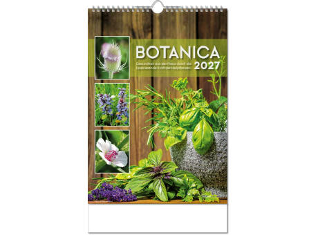 Kalender "Botanica" im Format 24 x 38,5 cm, mit Wire-O Bindung und verlängerter Rückwand
