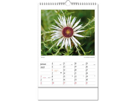 Kalender "Botanica" im Format 24 x 38,5 cm, mit Wire-O Bindung und verlängerter Rückwand